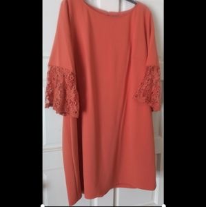 Sharagano Lace Bell Sleeve Dress